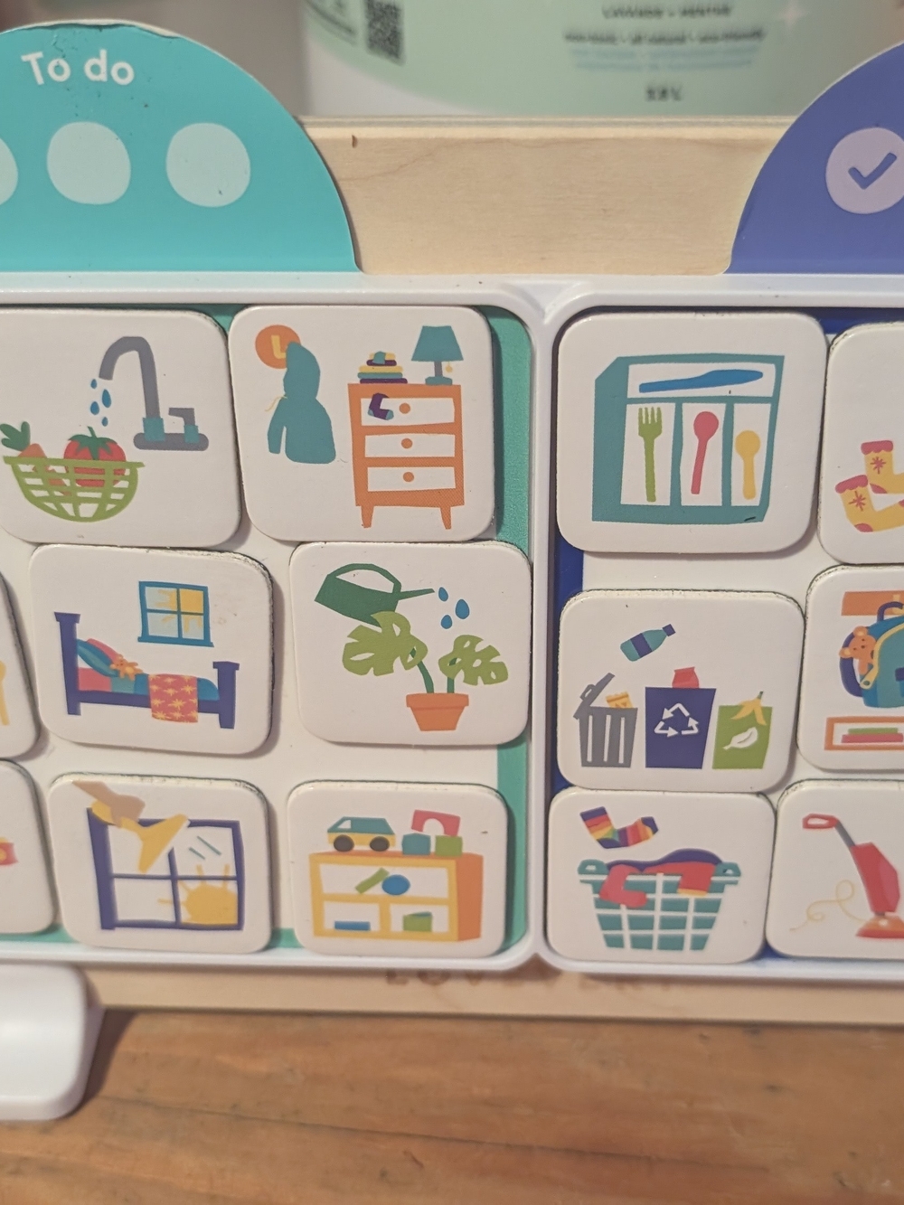 Magnetic Daily Routine Tiles for Kids - Teal & White